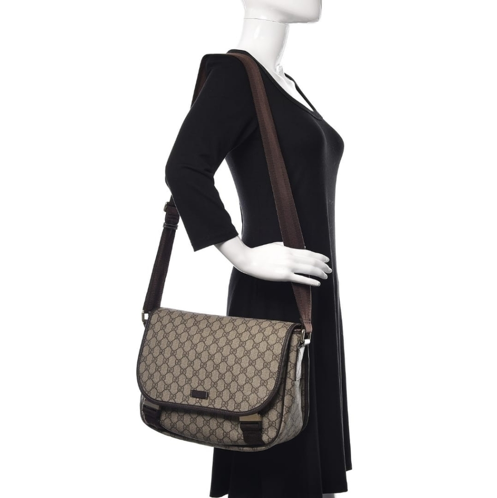 Gucci GG Plus Monogram Double Buckle Flap Messenger Bag - Picture 4 of 11